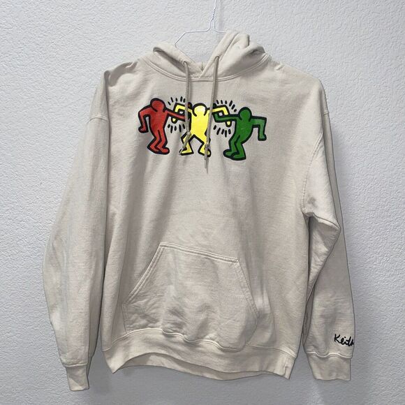 Keith Haring Other - Keith Haring "Arms United" Art Design Beige Hoodie Sweatshirt Adult Size Medium